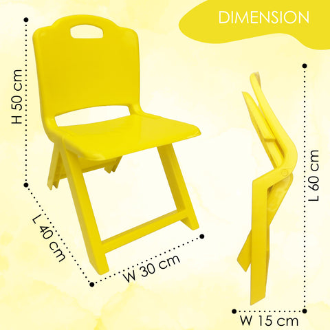 Sunbaby Foldable Baby Chair,Strong and Durable Plastic Chair for Kids/Plastic School Study Chair/Feeding Chair for Kids,Portable High Chair Weight Capacity 40 Kg - YELLOW