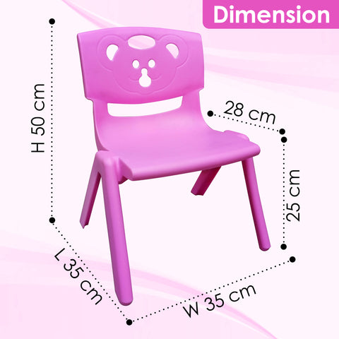 Sunbaby Magic Bear Face Chair Strong & Durable Plastic Best for School Study, Portable Activity Chair for Children, Kids - PINK