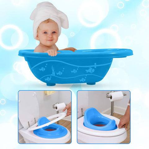 Sunbaby Bathtub with Potty Seat for Baby,Infant,Newborn, 0-2 Years or 24 Months Old Toddlers (Blue)