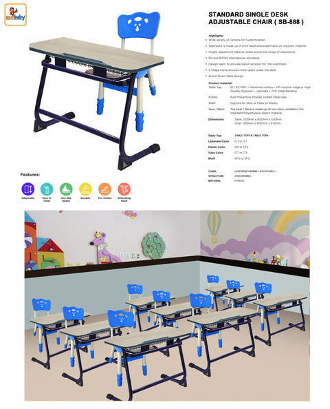 Standard single desk with adjustable chair