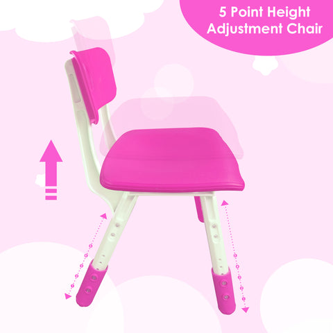 Sunbaby Kids Chair (Height Adjustable/Flexible) Strong Frame, Study Chairs, Portable, Kids Furniture Broad Wide Seating, Correct Posture Supports Back Ergonomic Design - PINK