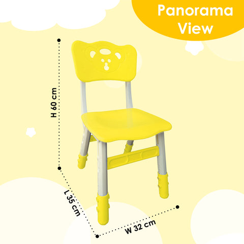 Sunbaby Kids Chair (Height Adjustable/Flexible) Strong Frame, Study Chairs, Portable, Kids Furniture Broad Wide Seating, Correct Posture Supports Back Ergonomic Design - YELLOW