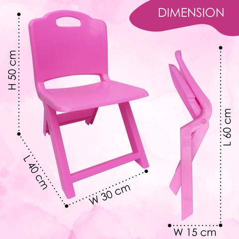 Sunbaby Foldable Baby Chair,Strong and Durable Plastic Chair for Kids/Plastic School Study Chair/Feeding Chair for Kids,Portable High Chair Weight Capacity 40 Kg - Pink