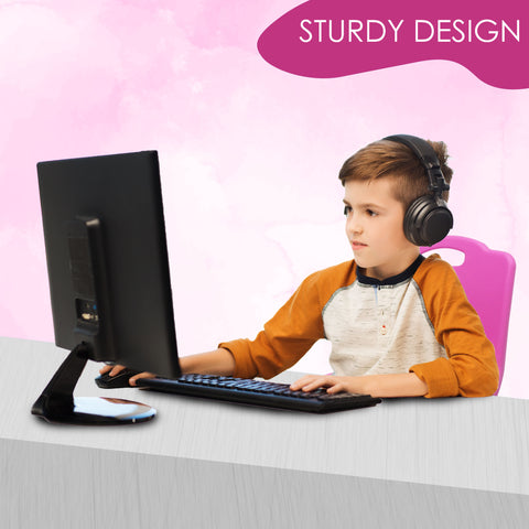 Sunbaby Foldable Baby Chair,Strong and Durable Plastic Chair for Kids/Plastic School Study Chair/Feeding Chair for Kids,Portable High Chair Weight Capacity 40 Kg - Pink
