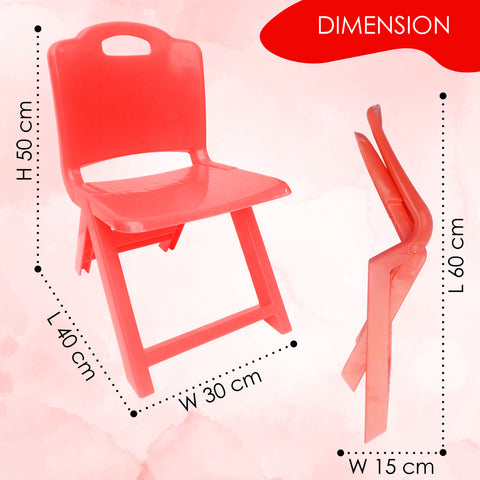 Sunbaby Foldable Baby Chair,Strong and Durable Plastic Chair for Kids/Plastic School Study Chair/Feeding Chair for Kids,Portable High Chair Weight Capacity 40 Kg - Red