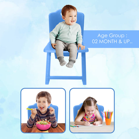 Sunbaby Foldable Baby Chair,Strong and Durable Plastic Chair for Kids/Plastic School Study Chair/Feeding Chair for Kids,Portable High Chair Weight Capacity 40 Kg - Blue