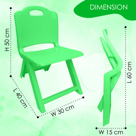 Sunbaby Foldable Baby Chair,Strong and Durable Plastic Chair for Kids/Plastic School Study Chair/Feeding Chair for Kids,Portable High Chair Weight Capacity 40 Kg - Green