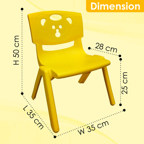 Sunbaby Magic Bear Face Chair Strong & Durable Plastic Best for School Study, Portable Activity Chair for Children, Kids YELLOW