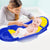 SUNBABY "Pure Love Foldable Baby Bather" Inclined Anti-Slip Foam for Body & Head Support, Plastic Bath Baby Shower, Plug for Water Drainage, Easy Dry, Foldable, Age 0-6 Month (Blue-Yellow)