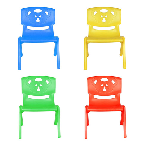 Sunbaby Magic Bear Face Chair Strong & Durable Plastic Best for School Study, Portable Activity Chair for Children,Kids,Baby (Weight Handles Upto 100 Kg Each) - Pack of 4