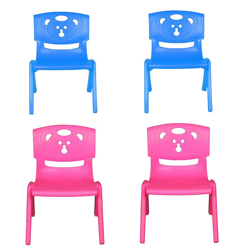Sunbaby Magic Bear Face Chair Strong & Durable Plastic Best for School Study, Portable Activity Chair for Children,Kids,Baby (Weight Handles Upto 100 Kg Each)-Set of 4
