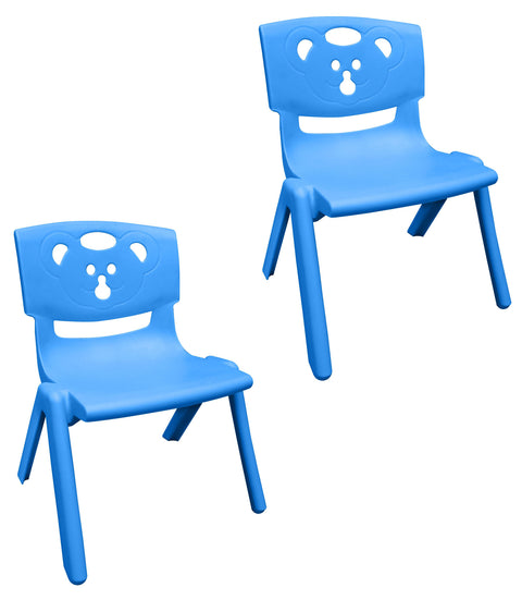 Sunbaby Magic Bear Face Chair Strong & Durable Plastic Best for School Study, Portable Activity Chair for Children,Kids,Baby (Weight Handles Upto 100 Kg Each)-Set of 2  BLUE