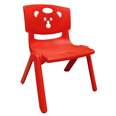 Sunbaby Magic Bear Face Chair Strong & Durable Plastic Best for School Study, Portable Activity Chair for Children, Kids - RED