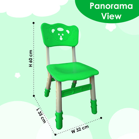 Sunbaby Kids Chair (Height Adjustable/Flexible) Strong Frame, Study Chairs, Portable, Kids Furniture Broad Wide Seating, Correct Posture Supports Back Ergonomic Design - Green