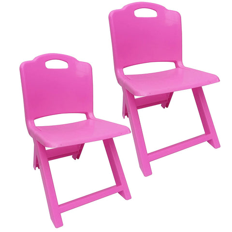 Sunbaby Foldable Baby Chair, Strong and Durable Plastic Chair for Kids/Plastic School Study Chair/Feeding Chair for Kids, Portable High Chair Weight Capacity 40 Kg - PINK