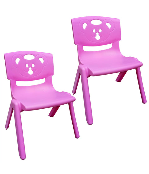 Sunbaby Magic Bear Face Chair Strong & Durable Plastic Best for School Study, Portable Activity Chair for Children,Kids,Baby (Weight Handles Upto 100 Kg Each)-Set of 2 - PINK