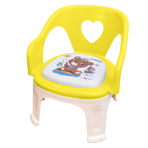 SUNBABY Soft Cushion Portable Baby Chair for Kids Home, School, Study Plastic Chairs for Boys and Girls Toddlers Unisex - YELLOW