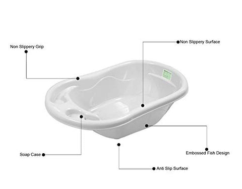 SUNBABY Bath Tub and Sleep Bed with Mosquito Insects Proof Net for Baby Combo (Bathtub+ Bedding) White