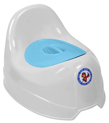 Sunbaby Potty Toilet Trainer Seat/Chair with Lid and High Back Support for Toddler Boys Girls Age 7 Months to 3 Years (BLUE-WHITE)