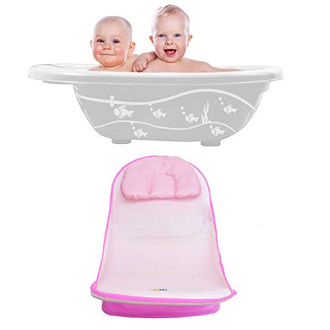 Sunbaby Combo of Anti-Slip Plastic Baby Bathtub with Drain Plug & Baby Bath seat for New Born Babies for Bathing