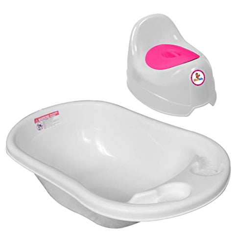 Sunbaby Combo of Splash Baby Antislip Big Bathtub for Water Bath & Baby Potty Trainer (Red-White)