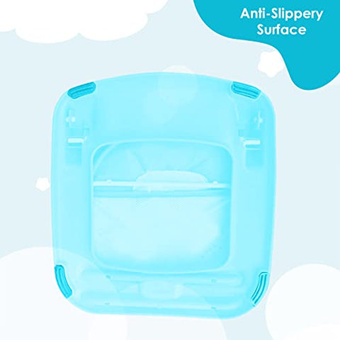 Sunbaby"First Bath" Net Deluxe Bather w/Padded Cushion for Baby, Safety Anti Slip Rubber-for Newborn/Infants,Portable Foldable Bathing wash Training Seat for Baby boy, Girl 0-6 Months (Pink)