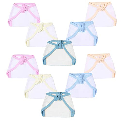 Sunbaby Cotton Baby Nappy Softcare Hosiery Cloth Reusable Wide Padded Nappy/Langot For New Born Baby (WHITE-PACK OF 10-SMALL)