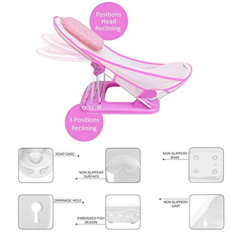 Sunbaby Combo of Anti-Slip Plastic Baby Bathtub with Drain Plug & Baby Bath seat for New Born Babies for Bathing