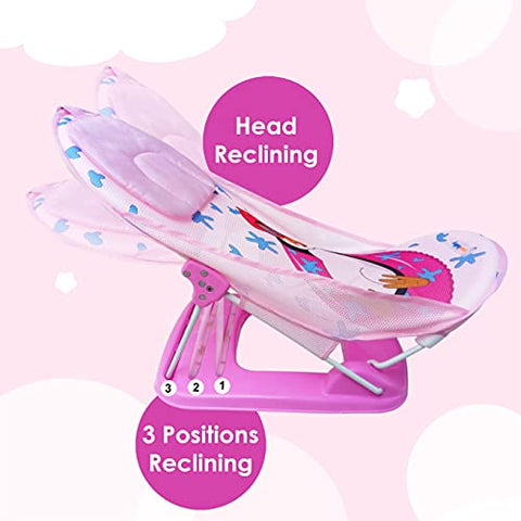 Sunbaby"First Bath" Net Deluxe Bather w/Padded Cushion for Baby, Safety Anti Slip Rubber-for Newborn/Infants,Portable Foldable Bathing wash Training Seat for Baby boy, Girl 0-6 Months (Pink)