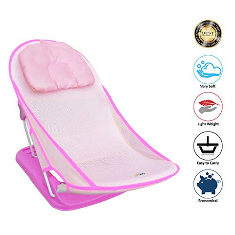 Sunbaby Combo of Anti-Slip Plastic Baby Bathtub with Drain Plug & Baby Bath seat for New Born Babies for Bathing