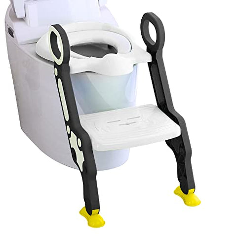 Sunbaby Potty Toilet Trainer Seat/Chair with Lid and High Back Support for Toddler Boys Girls Age 7 Months to 3 Years (WHITE-BLUE)