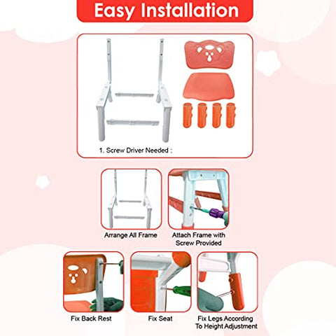 Sunbaby Foldable Baby Chair,Strong and Durable Plastic Chair for Kids/Plastic School Study Chair/Feeding Chair for Kids,Portable High Chair Weight Capacity 40 Kg (Blue)