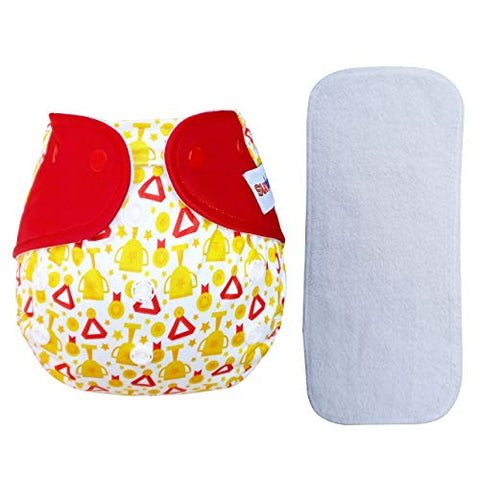 Sunbaby "TICKY BOTTOM" set of 4 Reusable Washable Waterproof Baby Cloth Diaper + Open Pocket Diaper, Adjustable 4 in 1 size for Growing Babies
