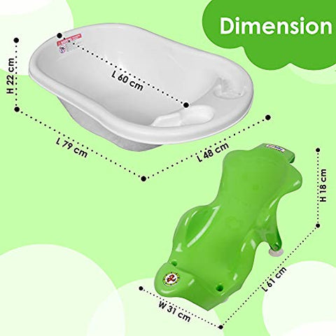 Sunbaby Antislip Infant Kids Bathtub bathing For New Born babies 0 months to 2 year with soap shampoo holder,Drain Plug (RED)