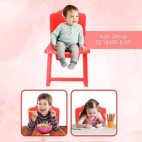 Sunbaby Foldable Baby Chair,Strong and Durable Plastic Chair for Kids/Plastic School Study Chair/Feeding Chair for Kids,Portable High Chair Weight Capacity 40 Kg (RED)