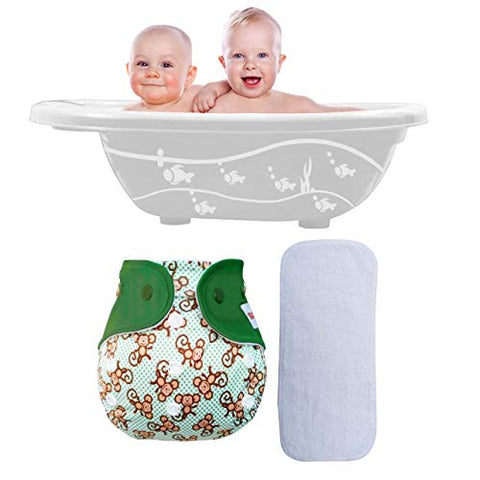 Sunbaby "TICKY BOTTOM" set of 4 Reusable Washable Waterproof Baby Cloth Diaper + Open Pocket Diaper, Adjustable 4 in 1 size for Growing Babies