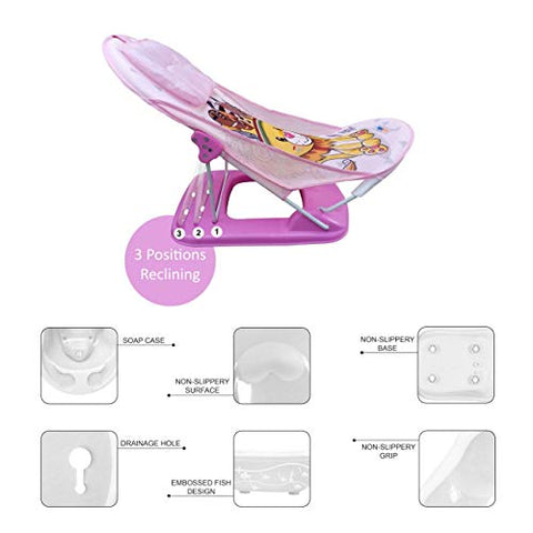 Sunbaby Combo of Anti-Slip Plastic Baby Bathtub with Drain Plug & Baby Bath seat for New Born Babies for Bathing