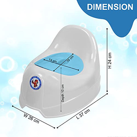 Sunbaby Potty Toilet Trainer Seat/Chair with Lid and High Back Support for Toddler Boys Girls Age 7 Months to 3 Years (BLUE-WHITE)