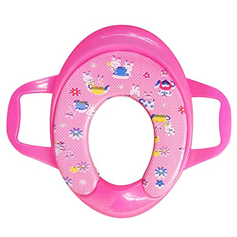 Sunbaby Soft Cushion Baby Potty Seat with Handle Support (WHITE-RED)