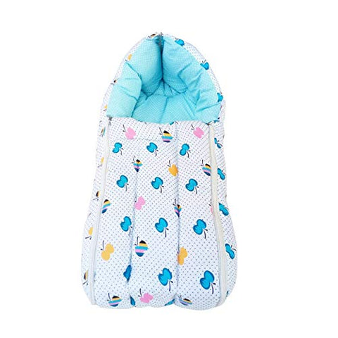 Sunbaby Reversible Travel Carry Wrap Sleeping Bag /Sack to Protect Your New Born Baby from Cold Winter Season,Keep Your Child Warm in The Crib or Bed Also Protects Infants Head (Blue)