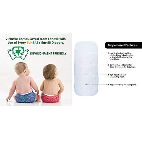 Sunbaby "TICKY BOTTOM" set of 4 Reusable Washable Waterproof Baby Cloth Diaper + Open Pocket Diaper, Adjustable 4 in 1 size for Growing Babies