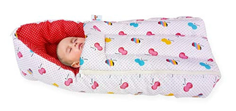 Sunbaby Reversible Travel Carry Wrap Sleeping Bag /Sack to Protect Your New Born Baby from Cold Winter Season,Keep Your Child Warm in The Crib or Bed Also Protects Infants Head (Red)