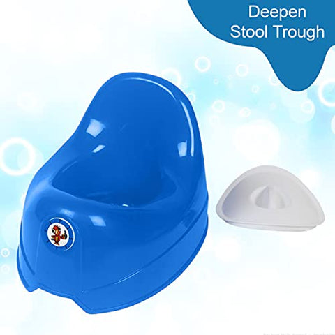 Sunbaby Potty Toilet Trainer Seat/Chair with Lid and High Back Support for Toddler Boys Girls Age 7 Months to 3 Years (BLUE-WHITE)