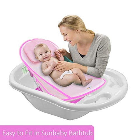 Sunbaby Combo of Anti-Slip Plastic Baby Bathtub with Drain Plug & Baby Bath seat for New Born Babies for Bathing