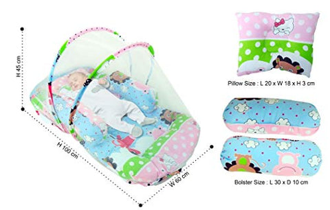 Sunbaby Baby Bedding with Mosquito Net Bed Toddler Mattress for New Born Baby (6 to 18 Months, Pink)