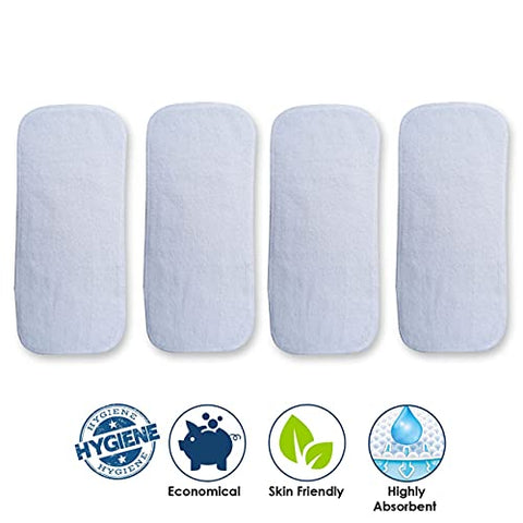 Sunbaby "TICKY BOTTOM" set of 4 Reusable Washable Waterproof Baby Cloth Diaper + Open Pocket Diaper, Adjustable 4 in 1 size for Growing Babies