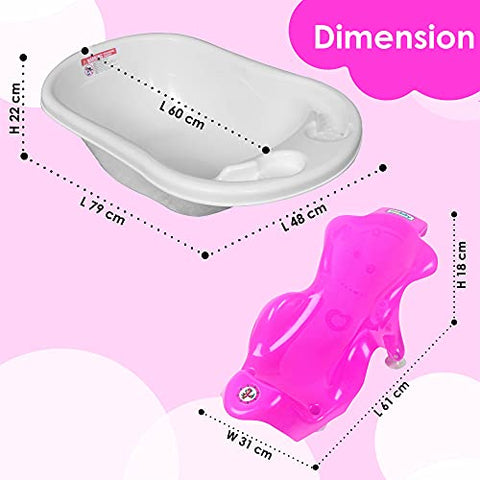 SUNBABY UNIT OF KRONA LIQUATEC LTD Bath Tub with Bath Sling (White with Pink)