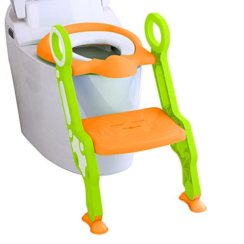 Sunbaby Potty Toilet Trainer Seat/Chair with Lid and High Back Support for Toddler Boys Girls Age 7 Months to 3 Years (BLUE-WHITE)