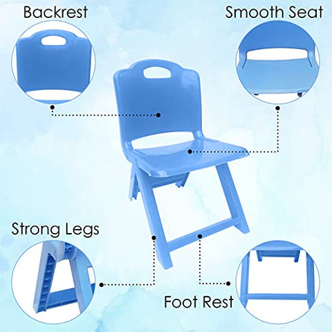 Sunbaby Foldable Baby Chair,Strong and Durable Plastic Chair for Kids/Plastic School Study Chair/Feeding Chair for Kids,Portable High Chair Weight Capacity 40 Kg (Blue)