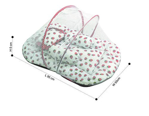 Sunbaby Baby Bedding with Mosquito Net Bed for New Born Baby-0 to12 Months (Red, with Bolster)